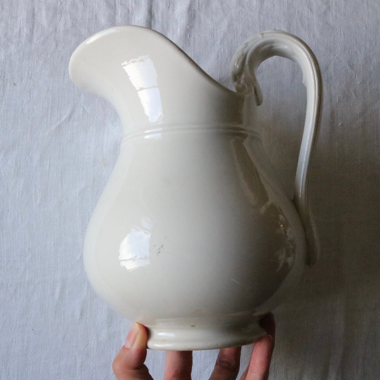 Sarreguemines ピシェフランス白白鳥水差しピッチャー Sarreguemines ピシェフランス白白鳥水差しピッチャー