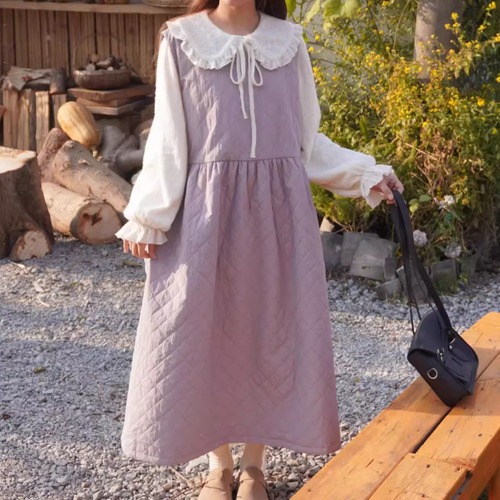 ダイヤ柄刺繍ジャンパースカート ・9368