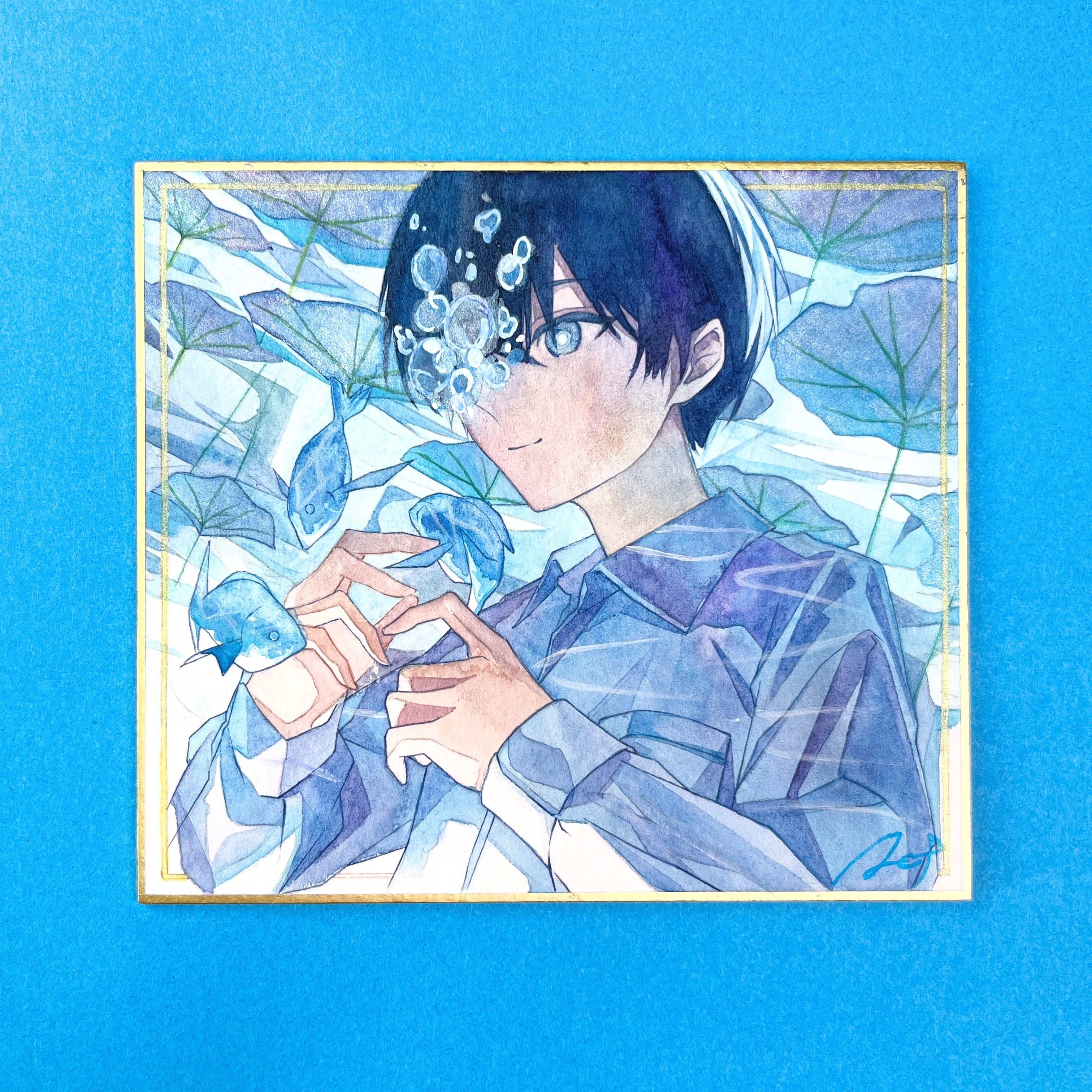 watercolor paint-「水中の瞳」 | 愛のアトリエ