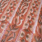 ブロックプリント生地【50cm単位】インド綿  ストライプ柄 くすみオレンジ×カーキ #41883-OR3