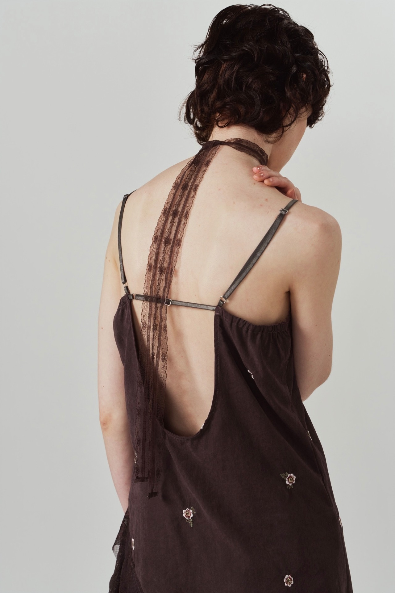 Lace Cami Dress / BROWN - 5