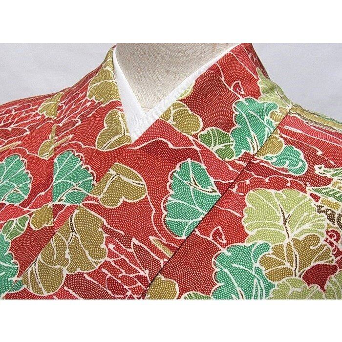 小紋 正絹 綸子 袷 七宝 165cm前後ベスト【美品】 【小紋】袷着物 綸子