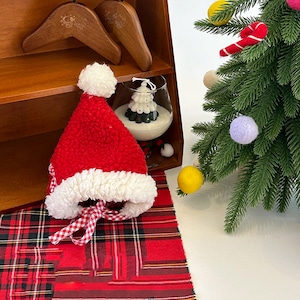 【PET】2色展開クリスマス風暖かくてフワフワ裏起毛お正月撮影記念ペット帽子