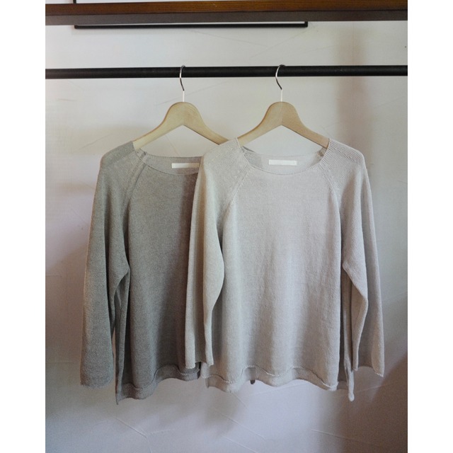 evam eva ｜linen ramie pullover blouse (moss gray)