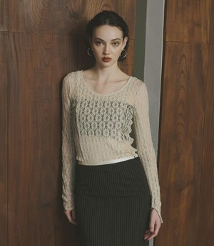 Blocking Lace Inner / BEIGE