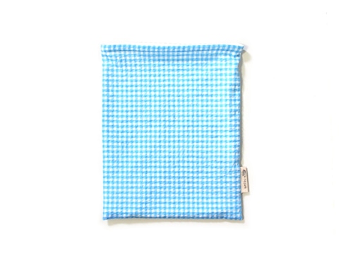 ハリネズミ用寝袋 M（夏用） 綿リップル×スムースニット ギンガムチェック 水色 / Regular Snuggle Sack for Hedgehog for Summer