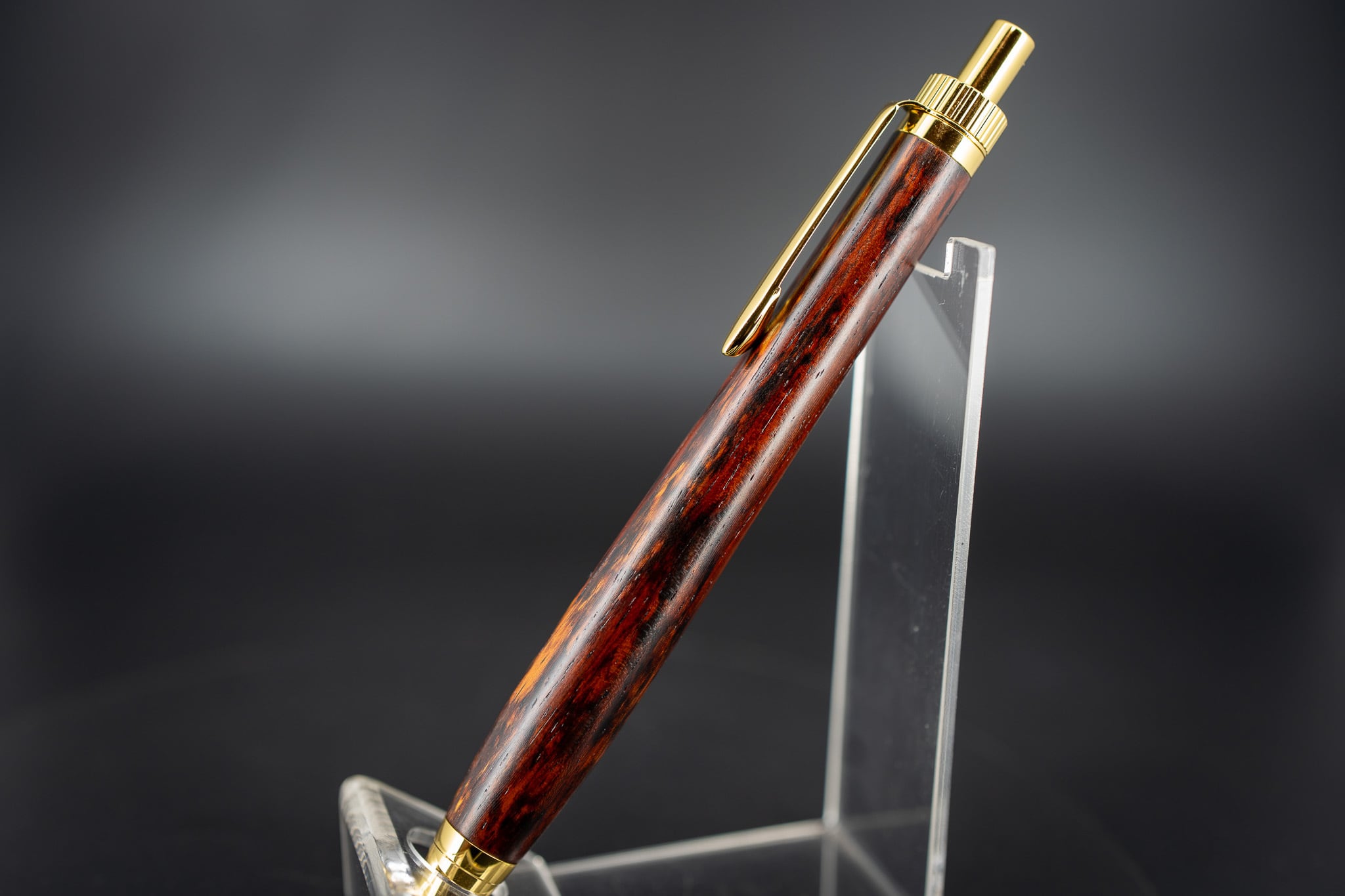 東洋のローズウッド】 縞紫檀 変わり杢 拭き漆 gold BP | 木軸ペン工房