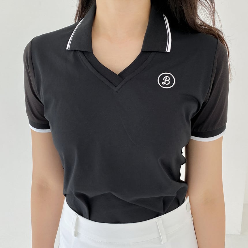 襟付きVネックメッシュ半袖シャツ | Festa Golf