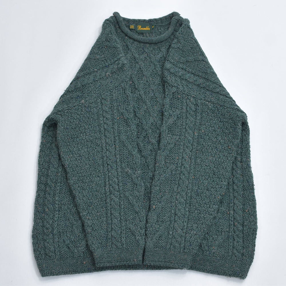 80～90s Brambles ブランブルズ ロールネック デザイン アラン編み フィッシャーマン ネップ ウール プルオーバーニット セーター ヴィンテージ ビンテージ 古着 メンズL相当 80～90s Brambles ブランブルズ ロールネック デザイン アラン編み
