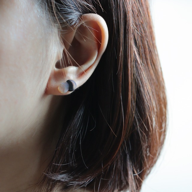 K14｜ふんわりアゲート・片耳用シングルスタッドピアス