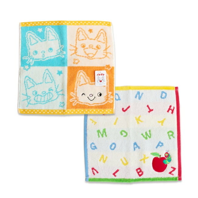 2枚セット ハンカチ はらぺこあおむし ノンタン 25×25cm キャラクター