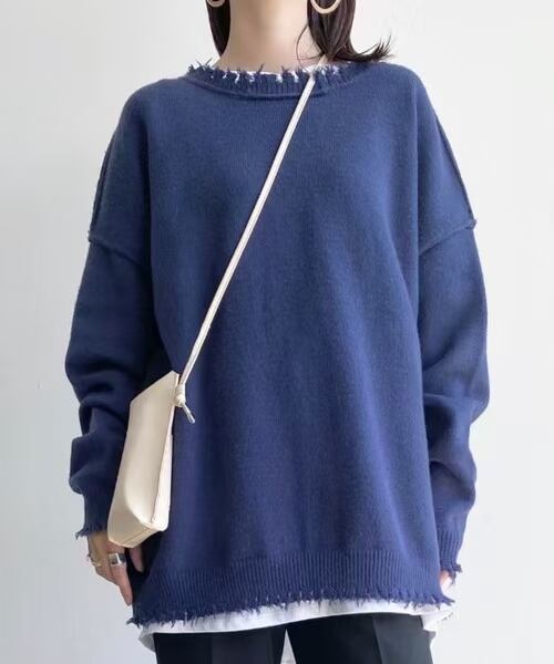 クラッシュ加工　ニットプルオーバー　AJ1102-9929