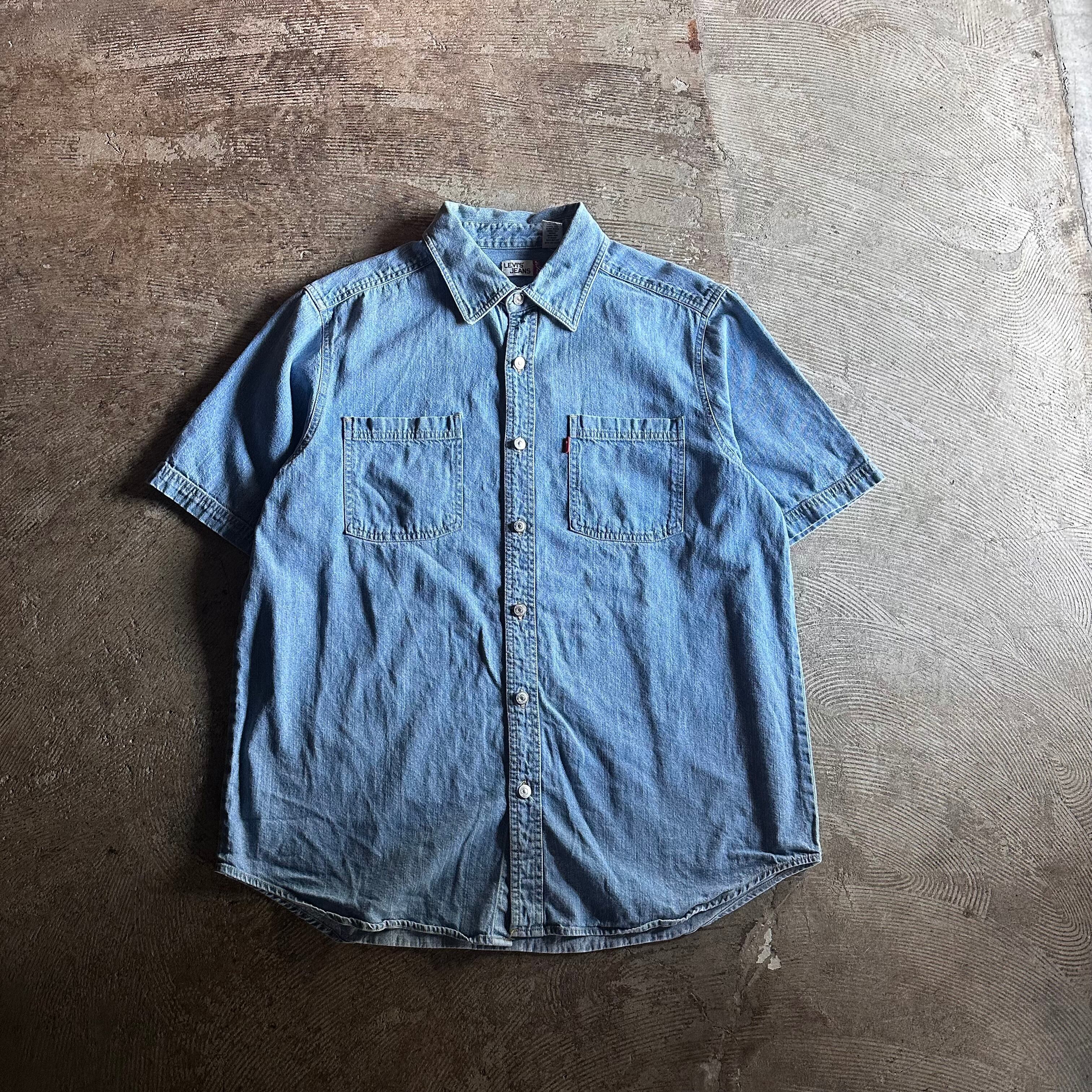 60s GLENN BERRY Stencil Chambray S/S Shirt S / US NAVY タイプ
