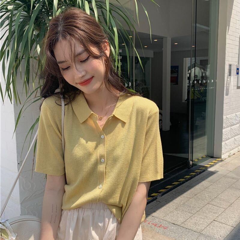 ショートセーター レディースカラーカーディガンサマールーズジャケット ソリッド トップス 夏物 ソリッドカラー YY-ファッション90861522936