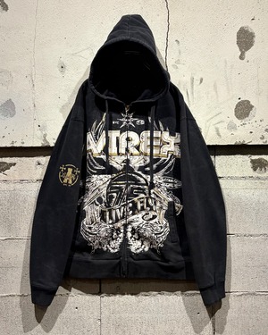 【Caka otto】  "AVIREX" Gothic Print Zip Up Hoodie