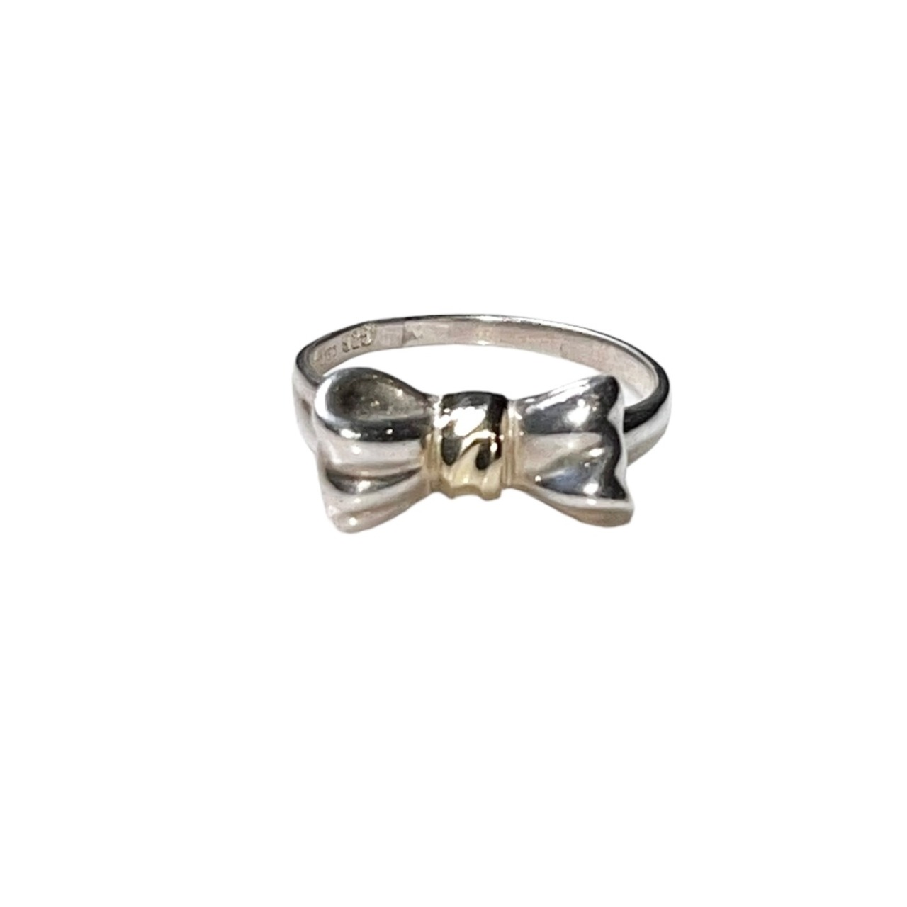 TIFFANY silver × k18 ring " ribbon "