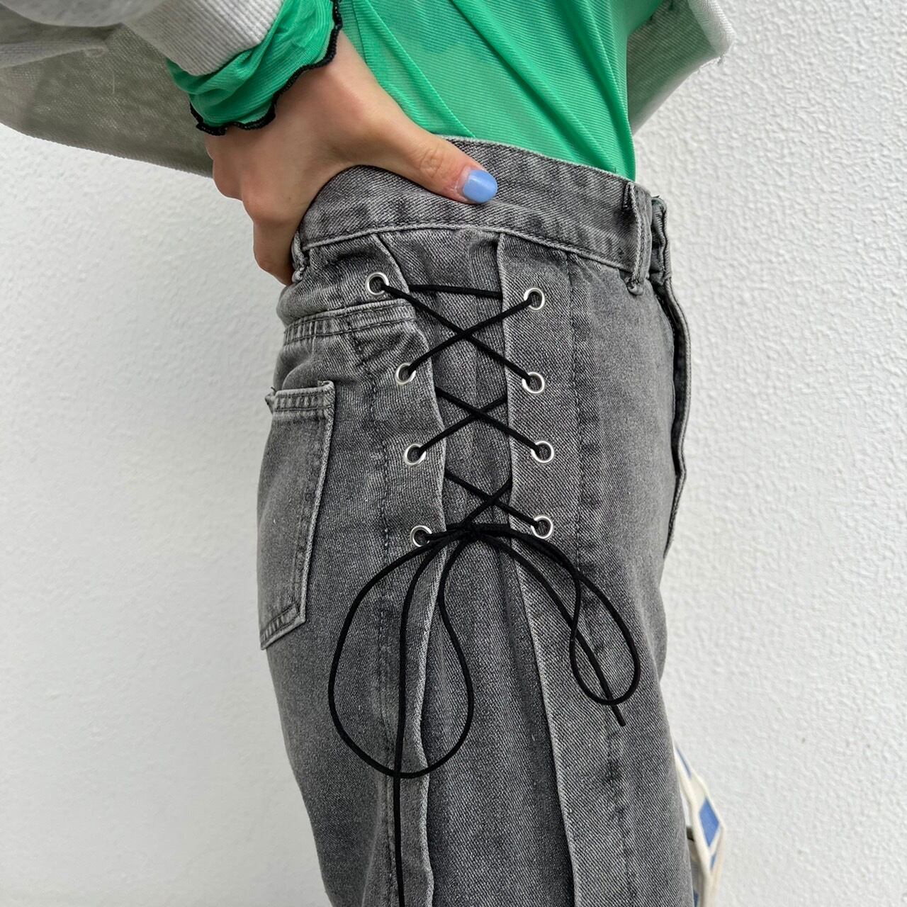 side ribbon high-waist denim_LN0842