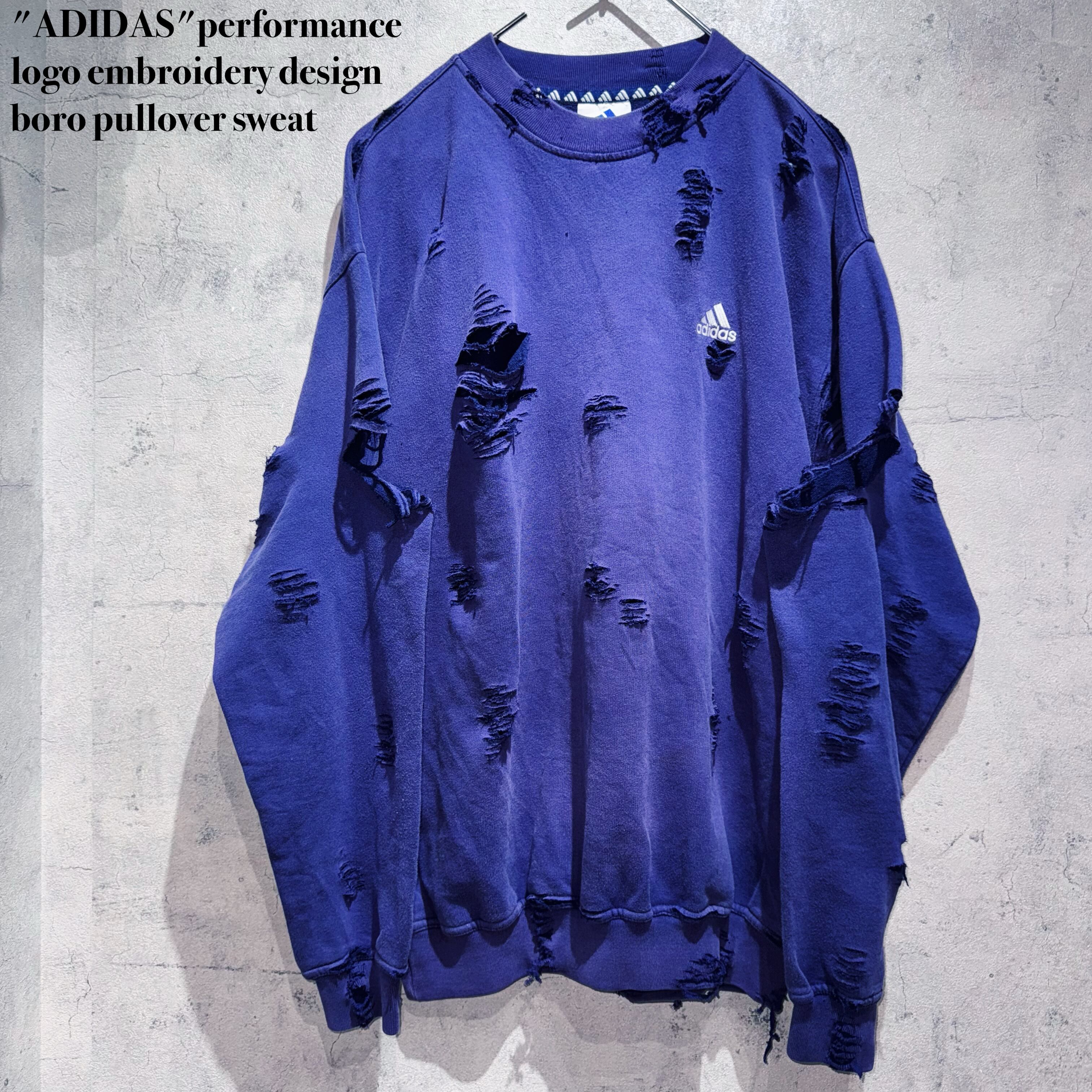 "ADIDAS"performance logo embroidery design boro pullover sweat