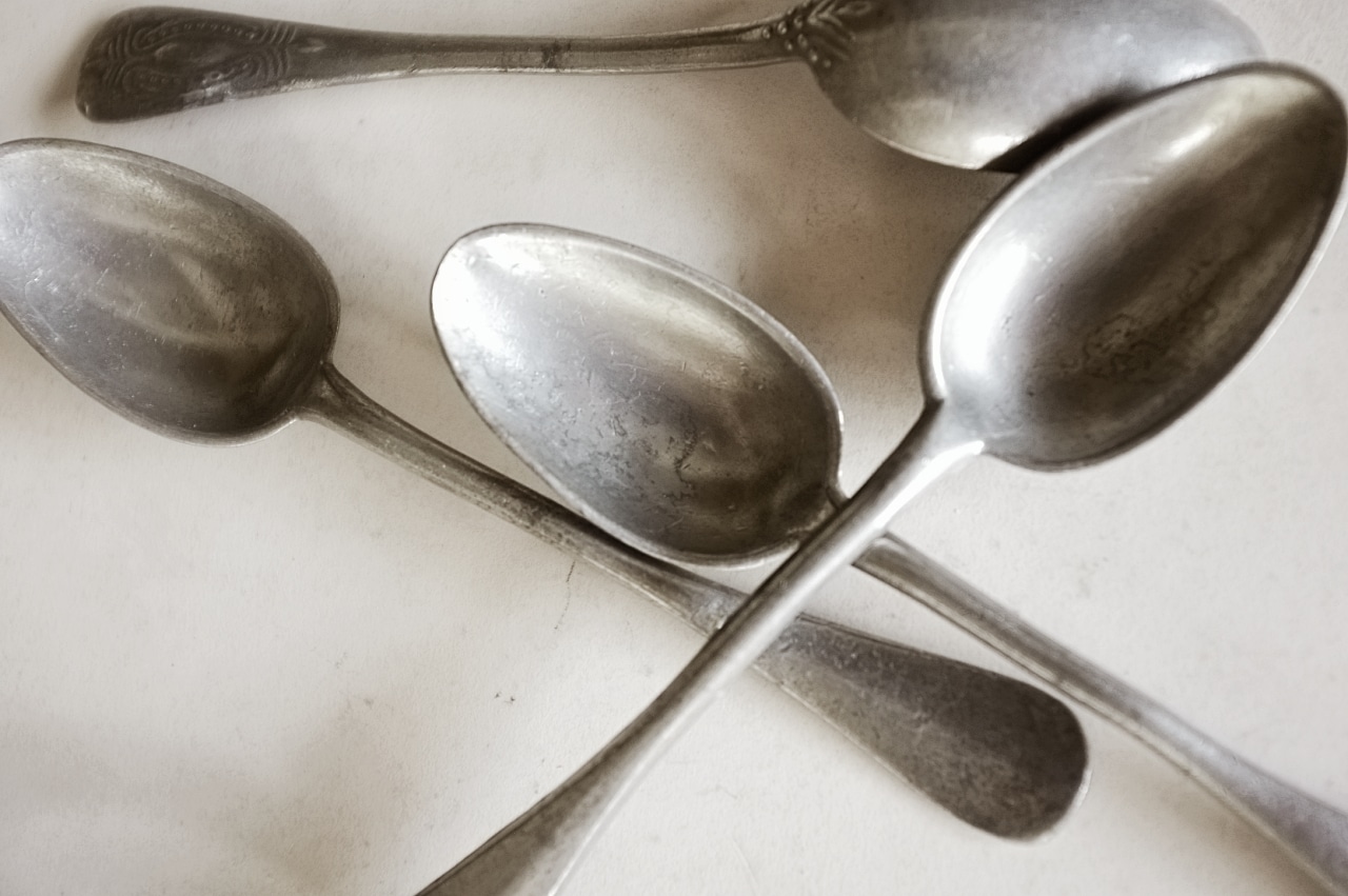 19世紀 フランス エタン 灰色葡萄とカフェスプーン アンティーク