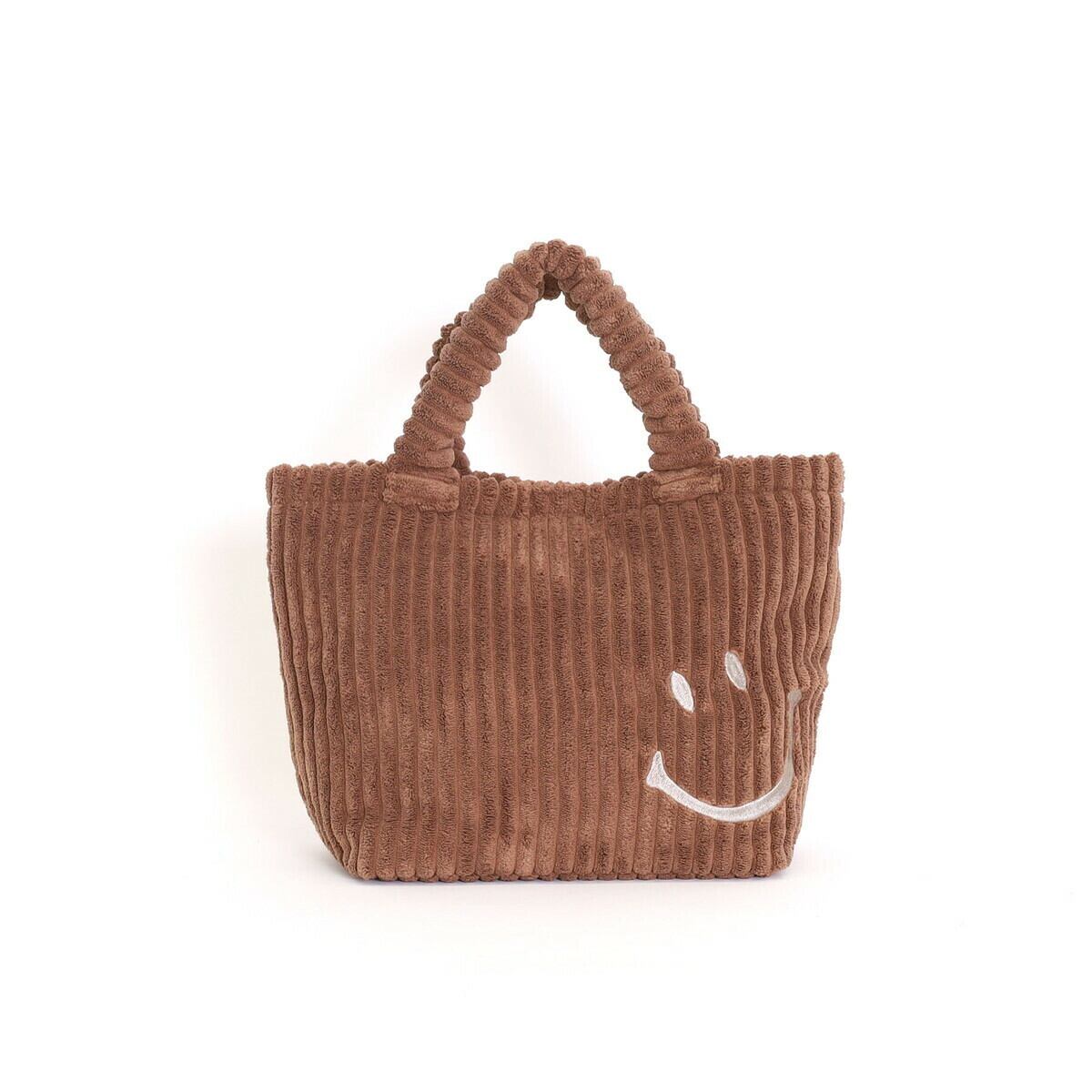 【クーコ COOCO】SMILEYｺｰﾃﾞｭﾛｲ刺繍ﾗﾝﾁﾄｰﾄﾊﾞｯｸﾞ ブラウン