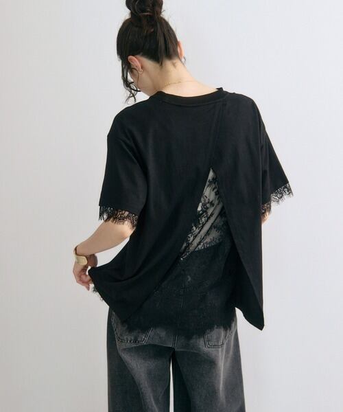 (予約) バックレースコットンTシャツ