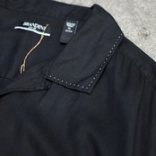 BARANDINI stitch design silk open collar shirt