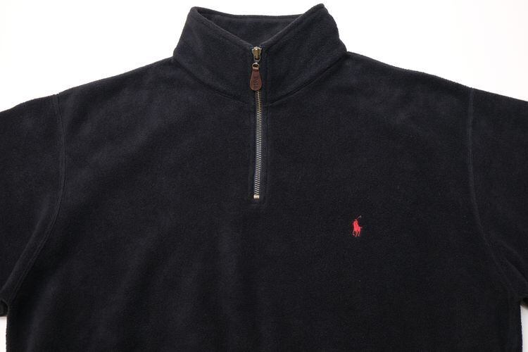 90's Ralph Lauren black fleece pull-over Jacket | GARYO