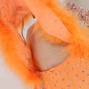 社交ダンス 衣装 白樺ドレス スタンダードドレス ドレス ワンピース スタンダード フロート ファー 蛍光 デモ 競技 ダンス パーティ 発表会 綺麗 オレンジ系 蛍光オレンジ フォーマル 軽量 上品 ダンス衣装 競技用ドレス 発表会用ドレス おしゃれ 可愛い