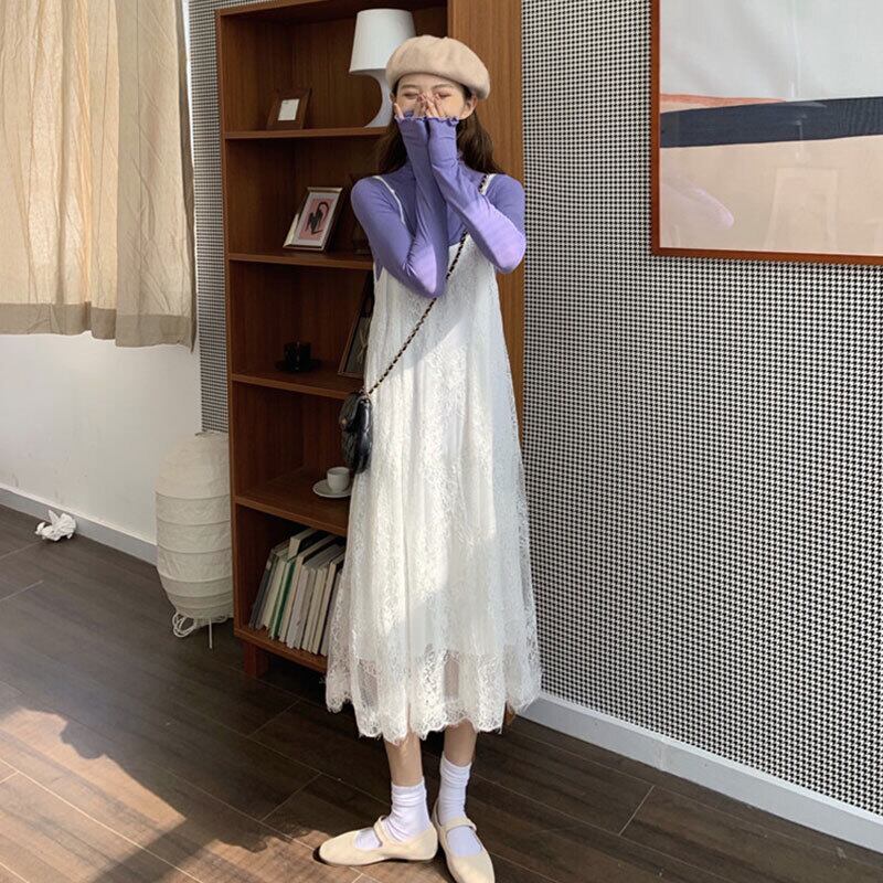 スカート スプリングオータムホワイトドレス 大人ガーリー スウィート キュート カジュアル 春物 秋物 ピュア 萌量不足40987260377