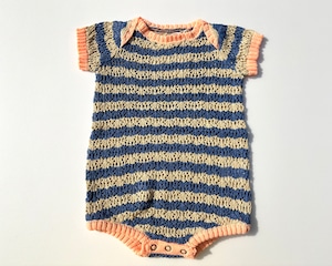 【26SS】&PAL(アンドパル)ボーダーニットロンパース ネイビーXS(70-80)/S(80-90)ロンパース ボーダー