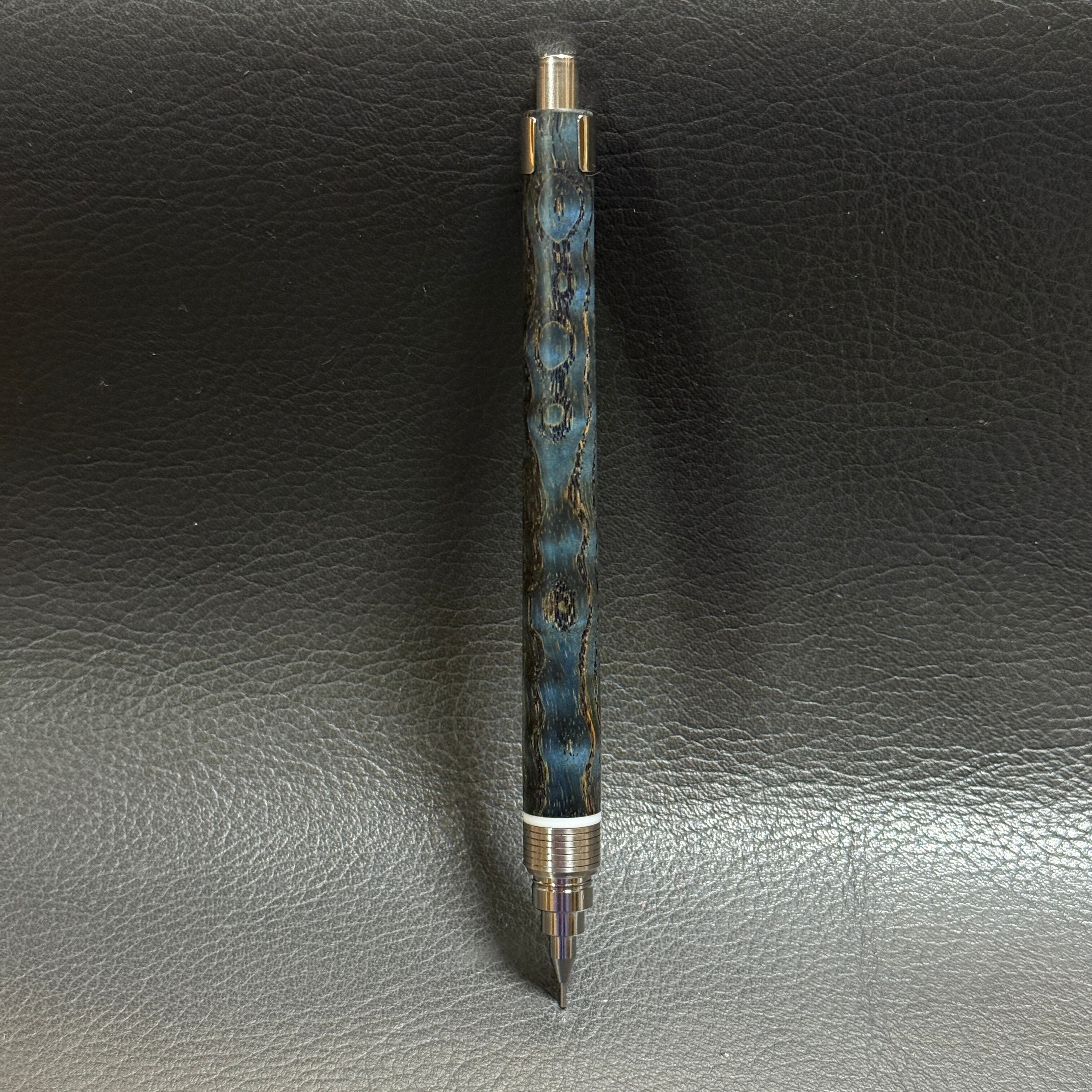 205タモ波杢スタビ 木製シャーペン 超低重心(溝付き) ステンレス