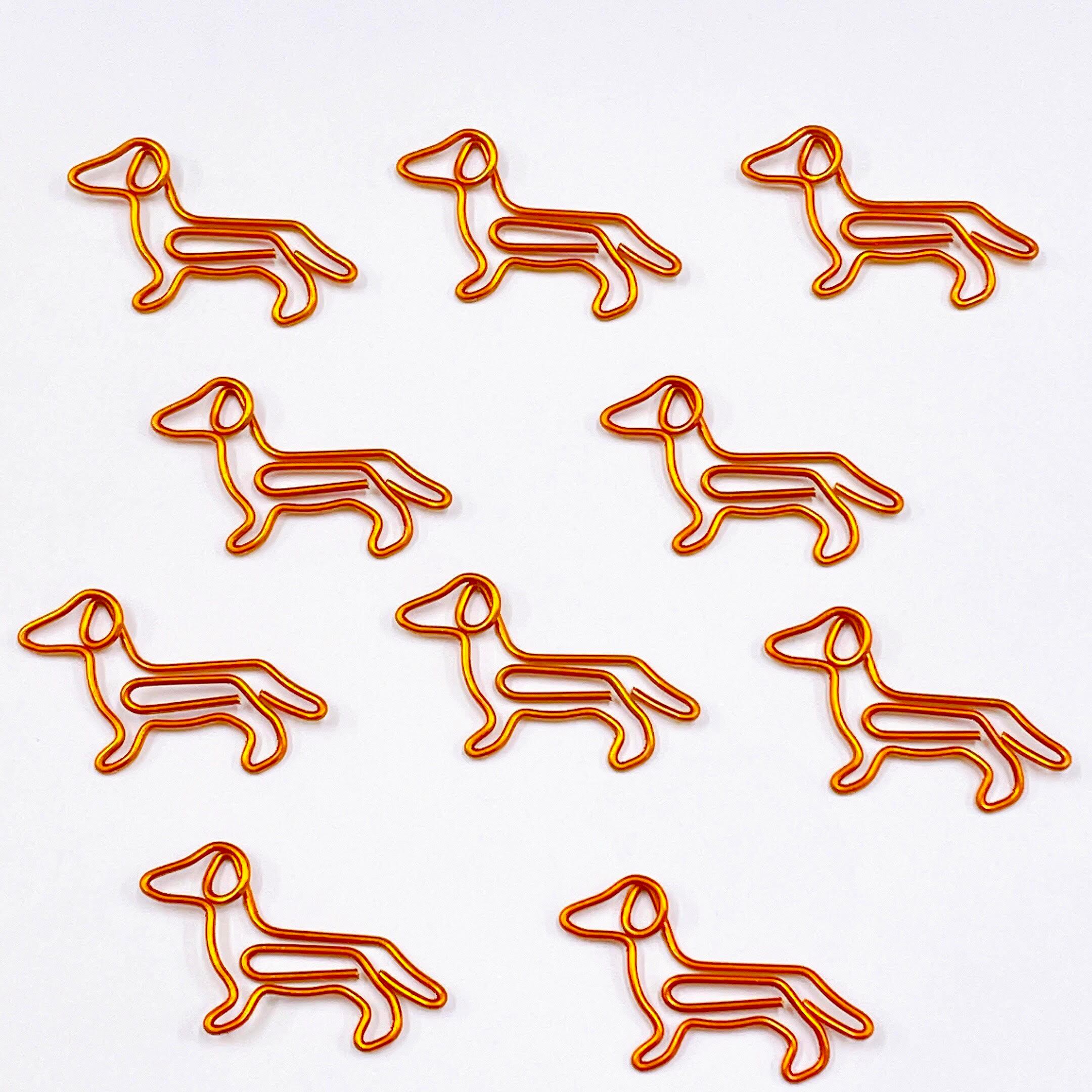 【ダックスフンド クリップ】10個 アンティーク オレンジ 犬 いぬ ドッグ わんちゃん 動物病院 ゼムクリップ ペーパークリップ
