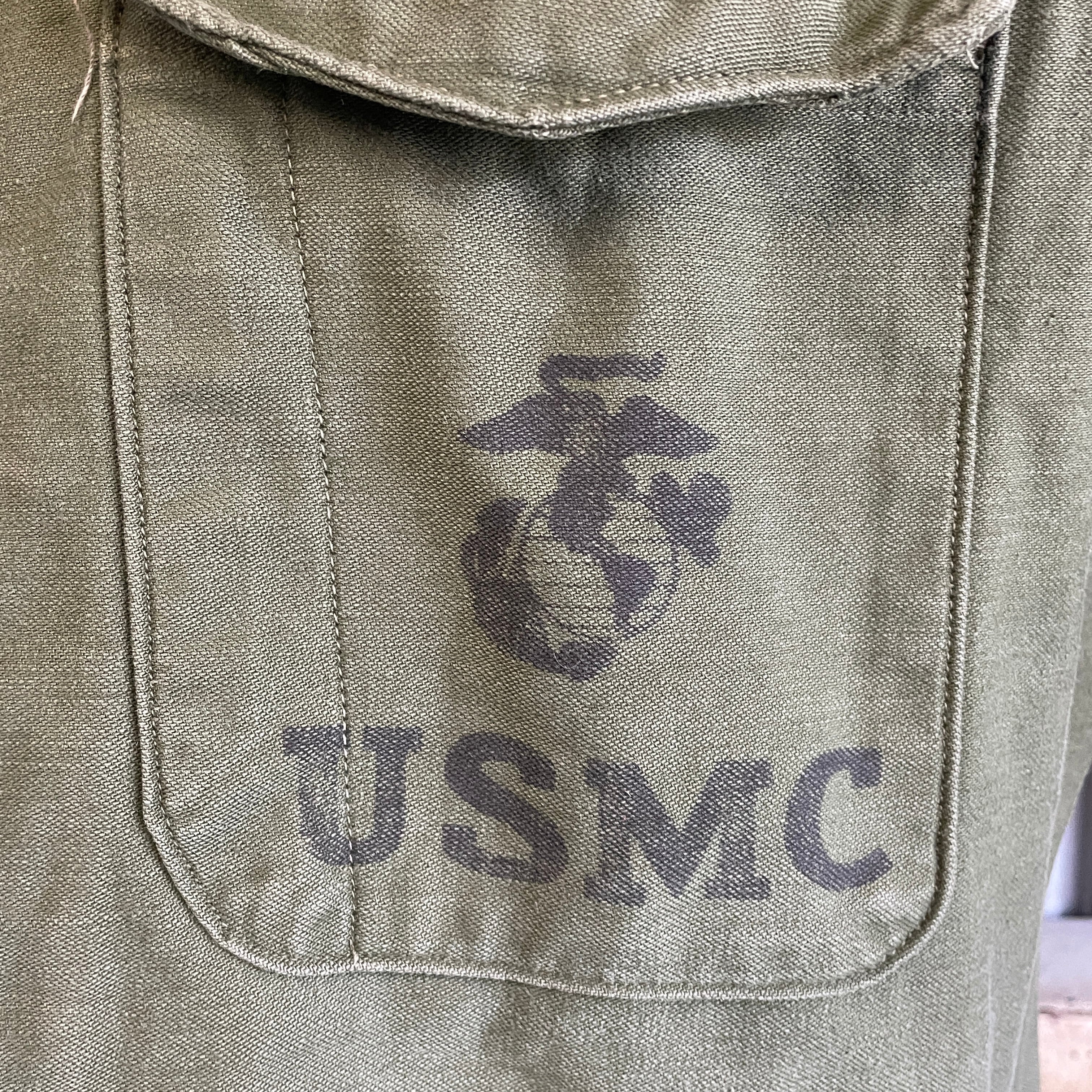 50〜60年代 米軍実品 USMC P-58 比翼 ユーティリティシャツ メンズXL 