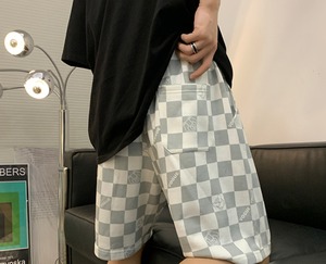 【韓国ファッション】チェックボードショーツ ストレートカジュアルサマーパンツ