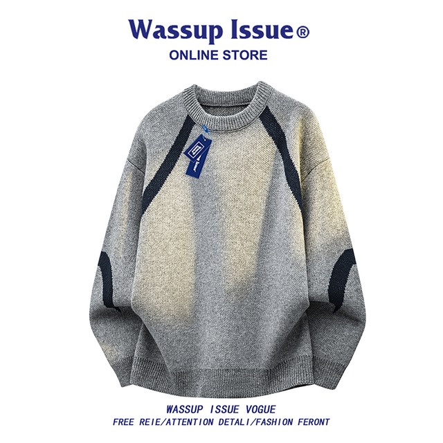 ☀リラックスニット!【WSシリーズ】★セーター★ ユニセックス 3color トップス カジュアル 黒 灰