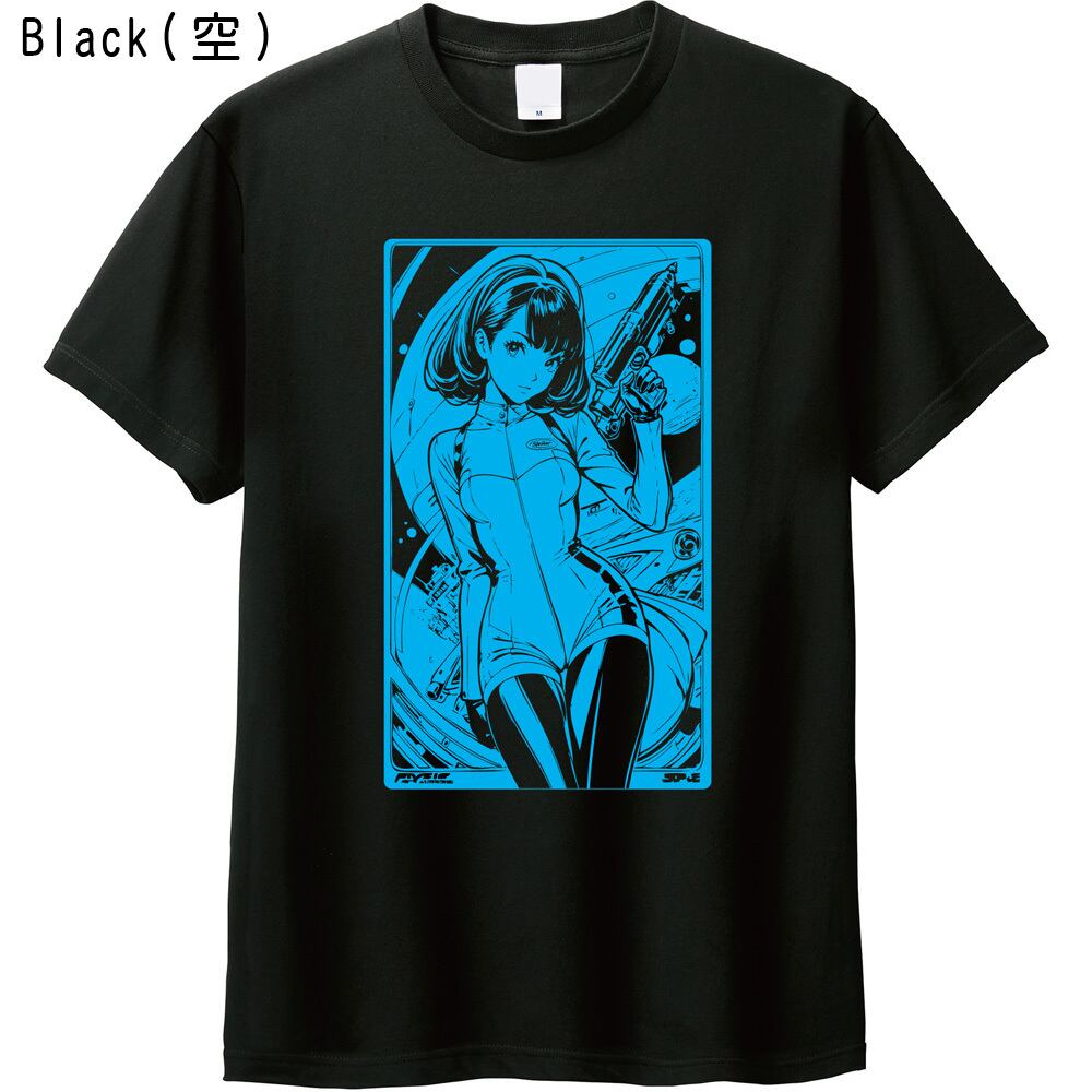 全5色/XXL] レトロアニメ Tシャツ 黒 80s 90s SF アニメ風 ポスター風