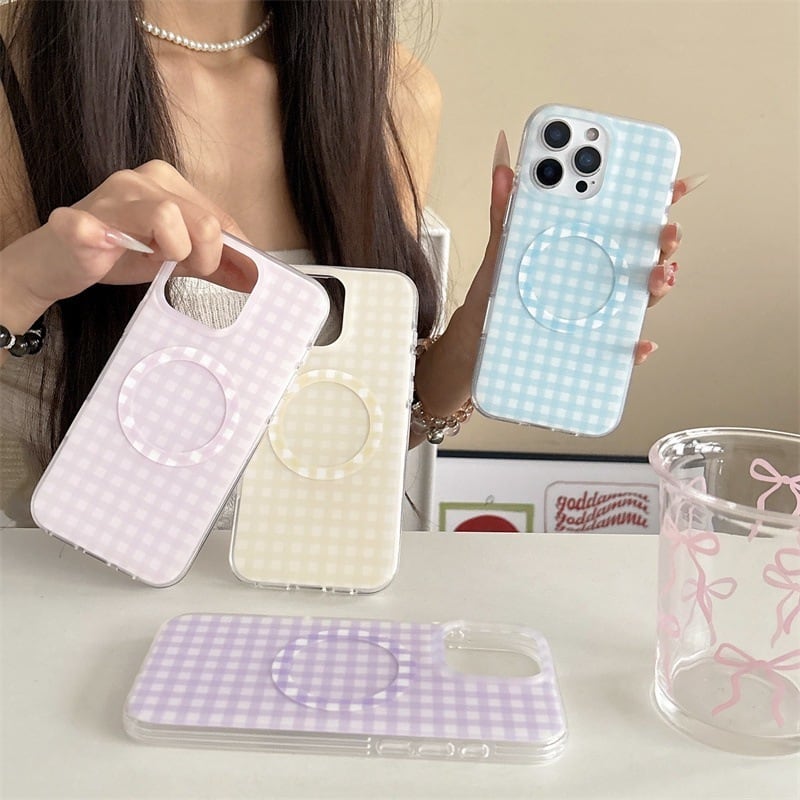 MagSafe対応】かわいいギンガムチェック◎韓国ケース iPhone17-13