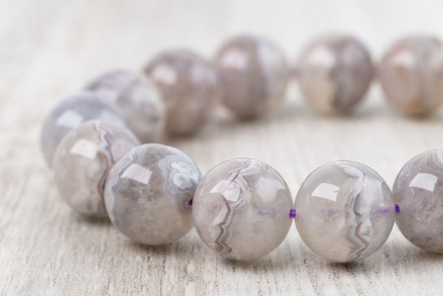 ◆一点物◆クレイジーレースアゲート（アメジスト） 14mmブレスレット