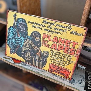 送料無料！ちょうどいいブリキ看板 【 Planet of the Apes 猿の惑星 】 METAL SIGN / メタルサイン / ブリキ看板 / サインボード / ビンテージ加工〚アメリカン雑貨 アメトイ〛