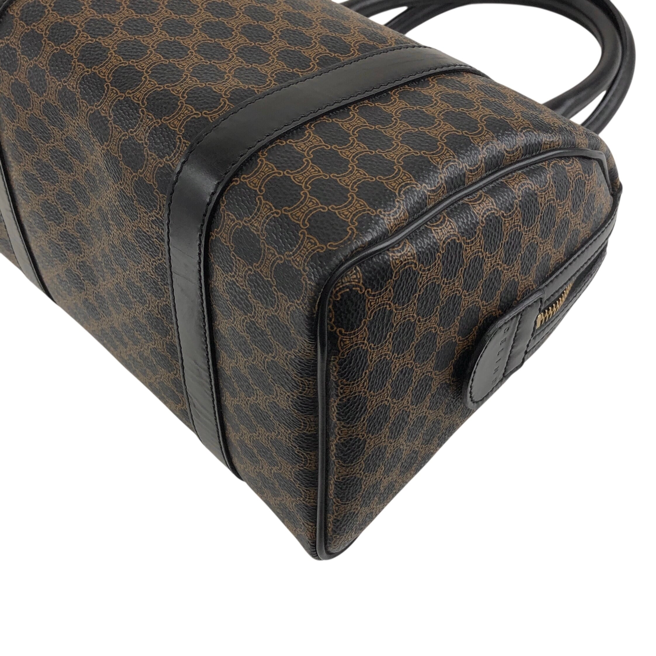 CELINE セリーヌ マカダム ボストンバッグ ブラック PVCレザー vintage