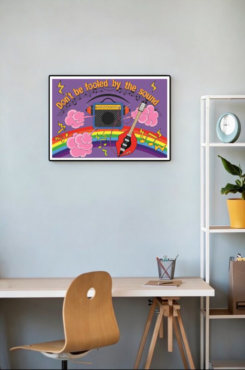 DHD(M)023【フレーム付きインテリアポスターA2　アンプ】