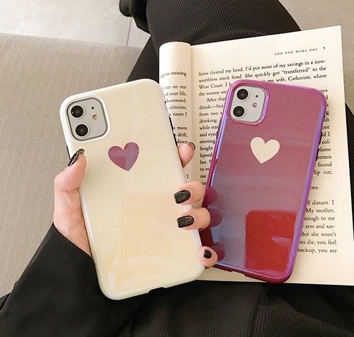 iPhone11 Pro/xs/xr/8plusソフトケース ミニハート 白 赤 2カラー 可愛い レディース お洒落♡