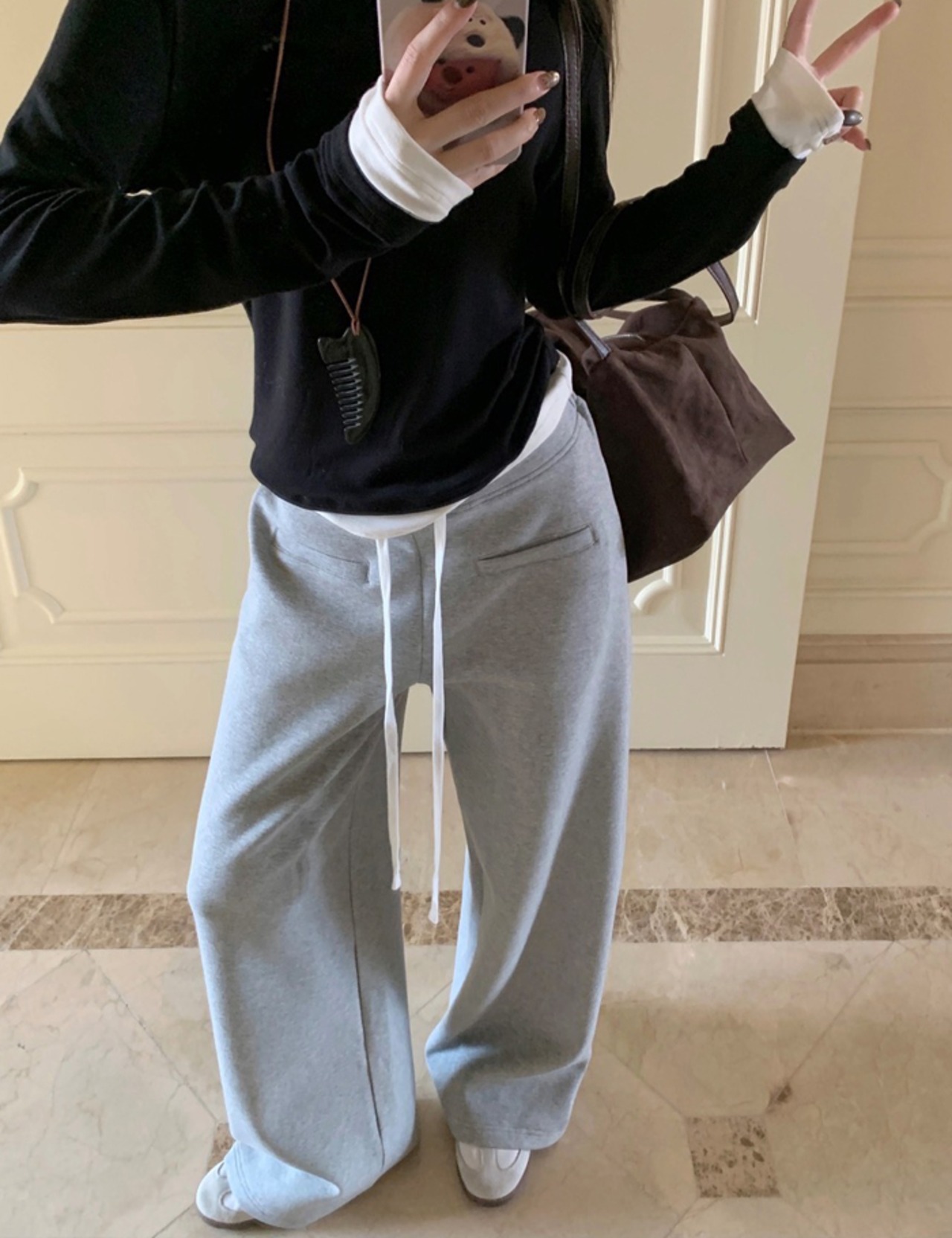 【新作５％OFF・3日間】裏起毛・Loe-rise Loose Pants_2colors