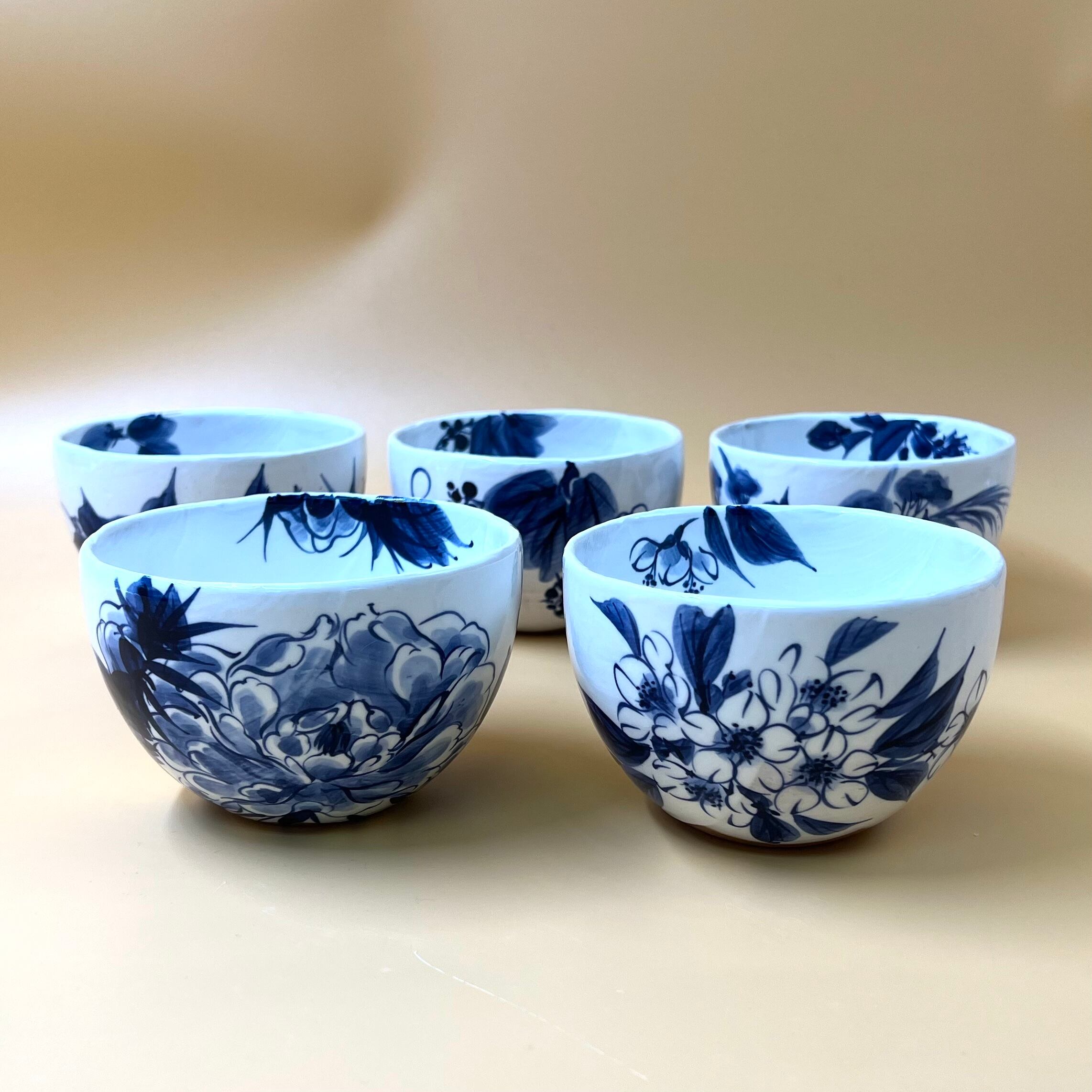陶あん】OUTLET 染付 五花 小鉢 5個セット 京焼 清水焼 | 京焼 陶あん 
