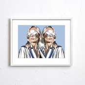 Iron Woman Kate - blue ⅲ｜青とシルバーが織りなす静寂のモードアートポスター｜洗練と意志を感じるスタイリッシュインテリアA3ポスター