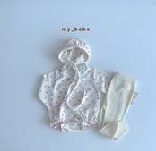 韓国子供服 / Mybebe / ワッフルレーススーツ (ボネット付き) / ベビー *S~Ⅿ*