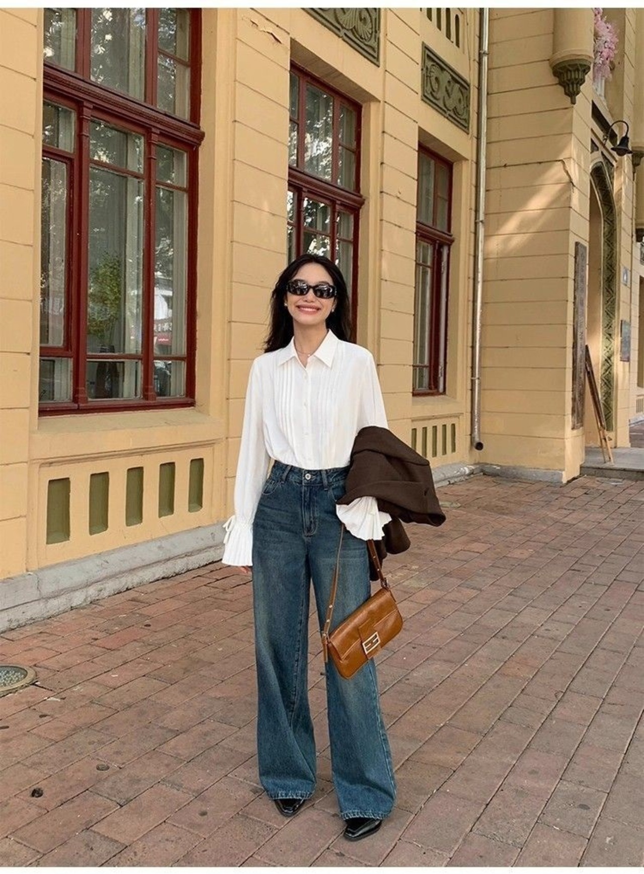 袖アクセントプリーツシャツ