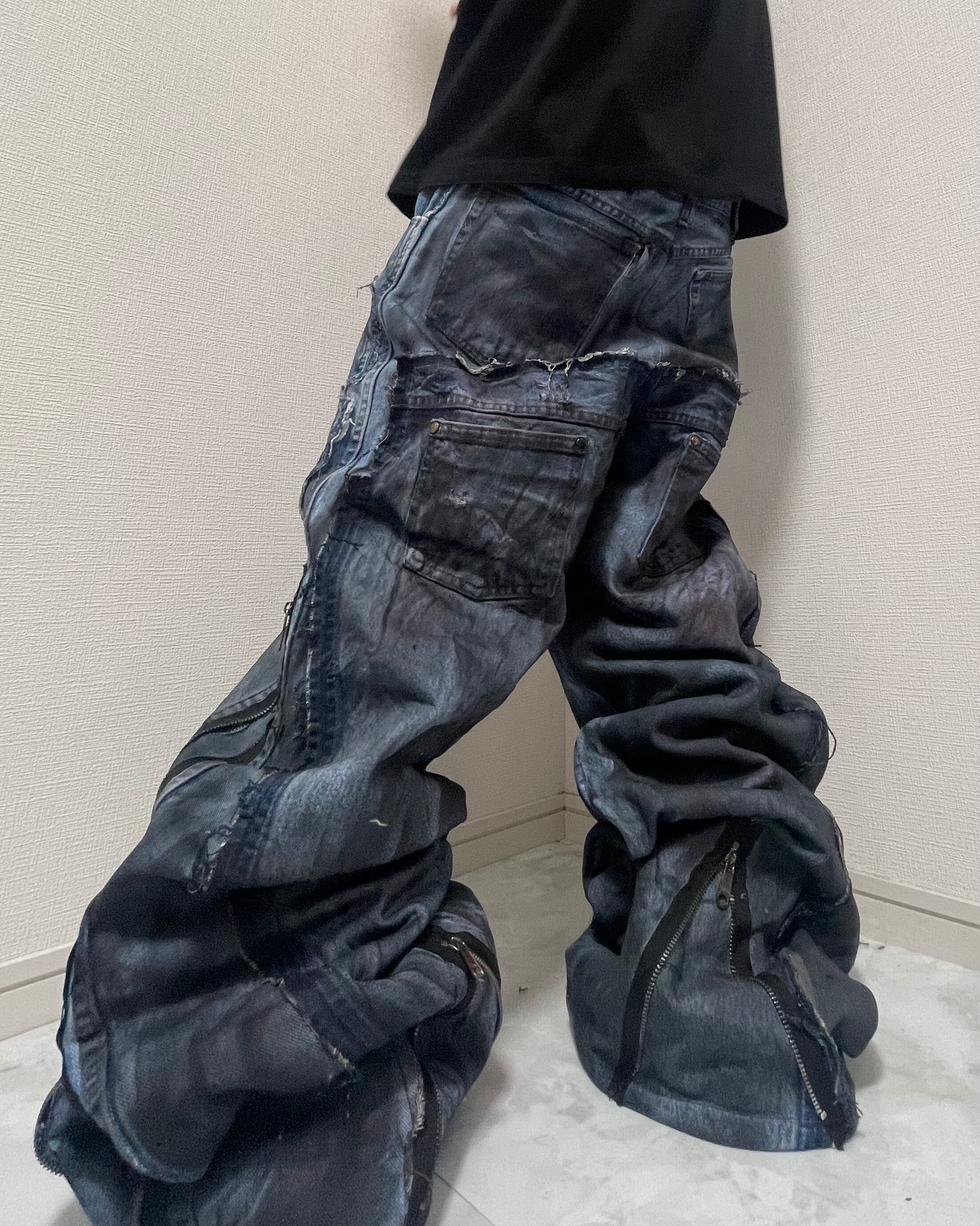 pasting blue smoke denim pants | mmoption