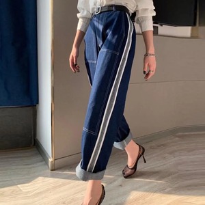 3size / サイドラインデニムワイドパンツ