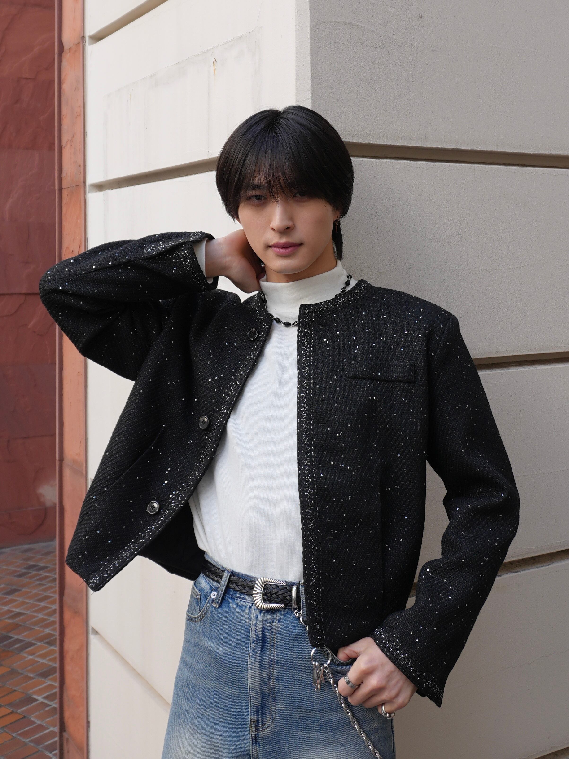 ALUDE SELECT】short lame tweed jacket | 【ALUDE】韓国メンズ